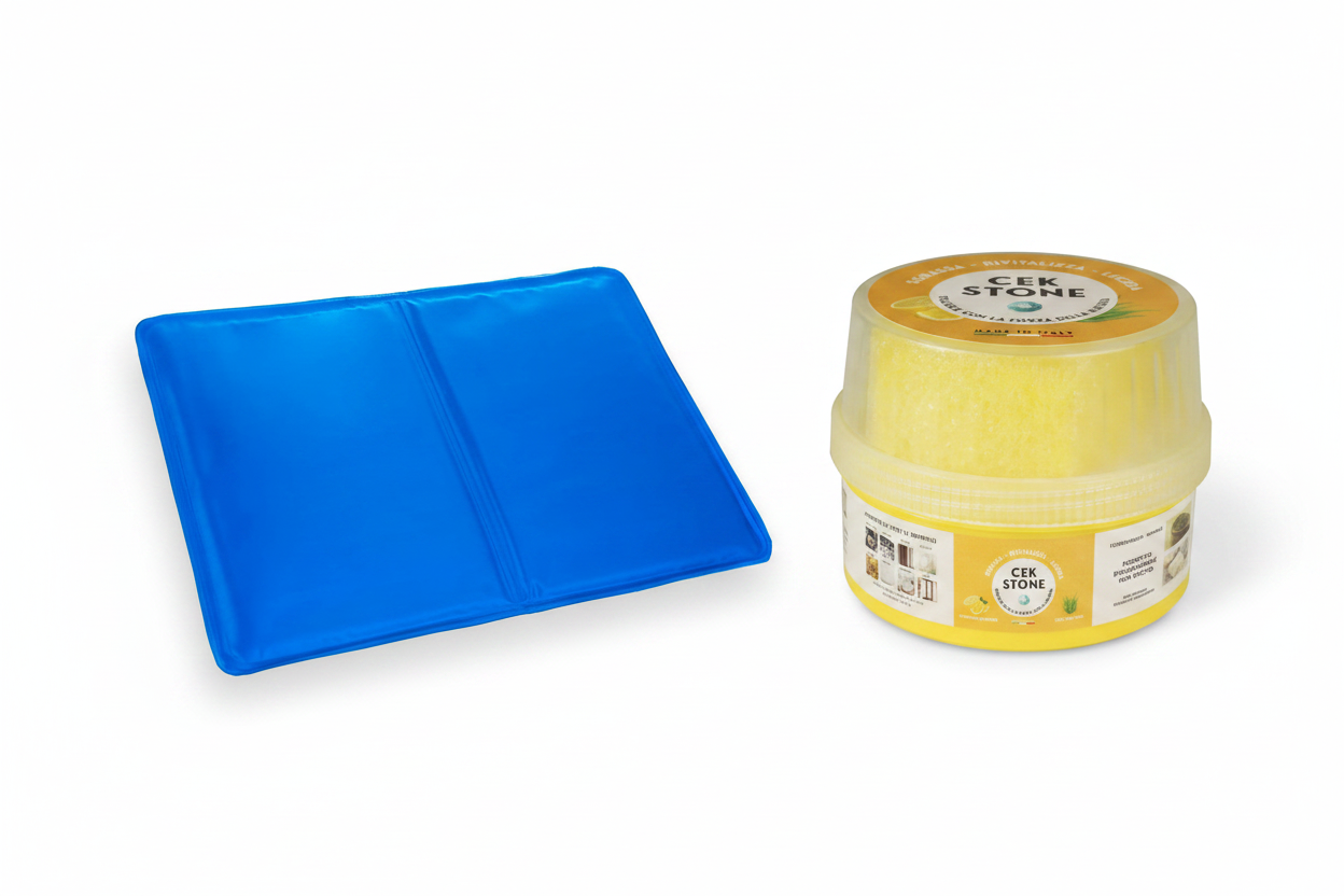 Kit Fresco e Pulizia - Cuscino Gel Refrigerante e Pasta Protettiva Cek Stone